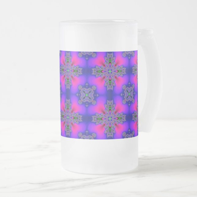 Artdeco Flowers in Retro Style Frosted Glass Beer Mug (Front Right)