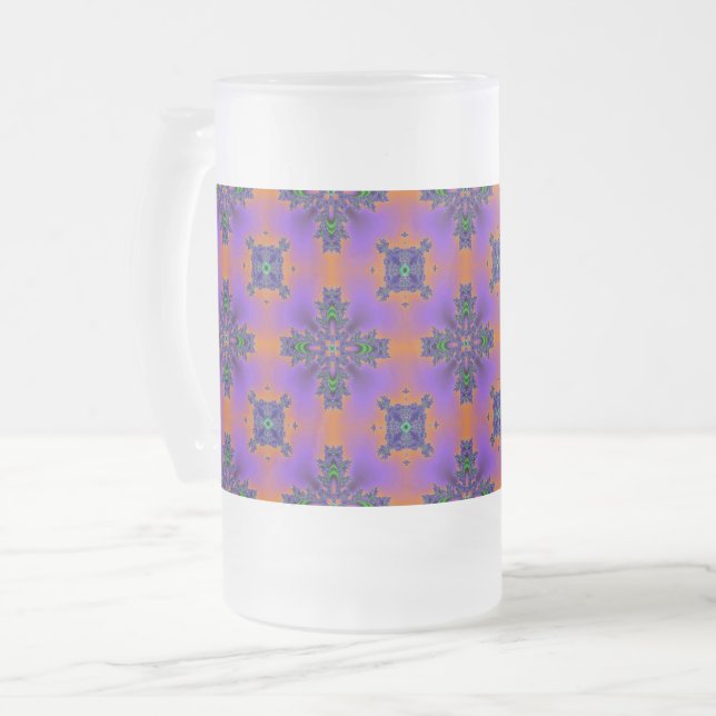 Artdeco Flowers in Retro Style Frosted Glass Beer Mug (Front Left)