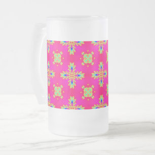 Artdeco Flowers in Retro Style Frosted Glass Beer Mug