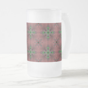 Artdeco Flowers in Retro Style Frosted Glass Beer Mug