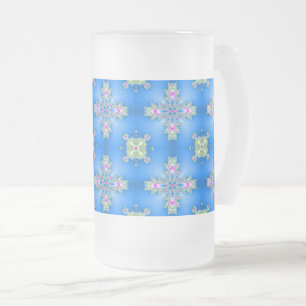 Artdeco Flowers in Retro Style Frosted Glass Beer Mug