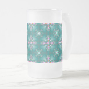 Artdeco Flowers in Retro Style Frosted Glass Beer Mug