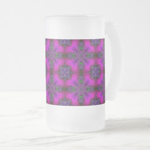 Artdeco Flowers in Retro Style Frosted Glass Beer Mug