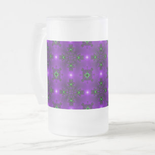 Artdeco Flowers in Retro Style Frosted Glass Beer Mug