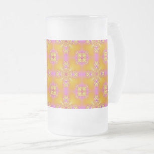 Artdeco Flowers in Retro Style Frosted Glass Beer Mug