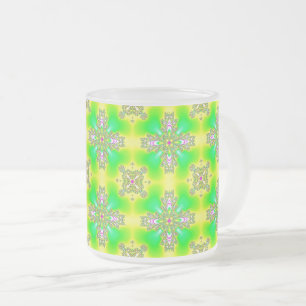 Artdeco Flowers in Retro Style Frosted Glass Coffee Mug