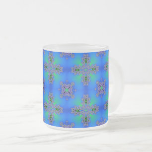 Artdeco Flowers in Retro Style Frosted Glass Coffee Mug