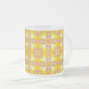 Artdeco Flowers in Retro Style Frosted Glass Coffee Mug