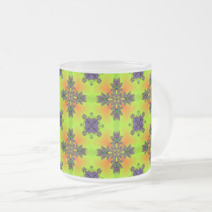Artdeco Flowers in Retro Style Frosted Glass Coffee Mug