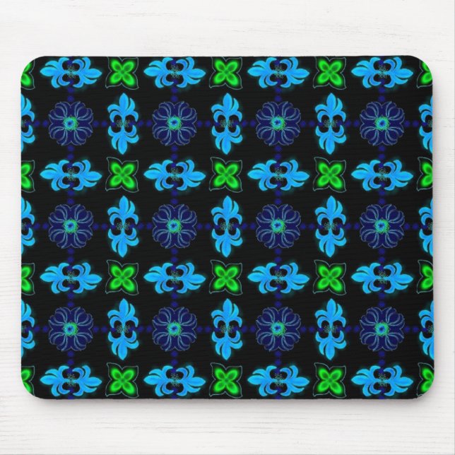 Artdeco Flowers in Retro Style Mouse Mat (Front)
