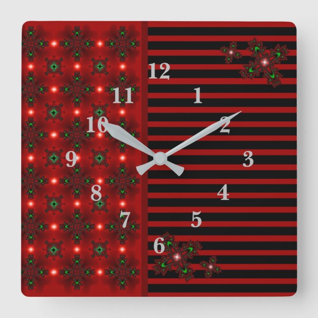 Artdeco Flowers in Retro Style Square Wall Clock (Front)