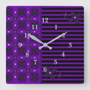 Artdeco Flowers in Retro Style Square Wall Clock