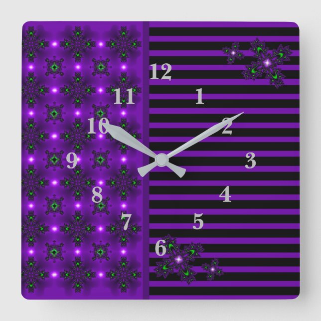 Artdeco Flowers in Retro Style Square Wall Clock (Front)