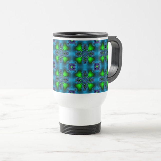 Artdeco Flowers in Retro Style Travel Mug (Front Right)