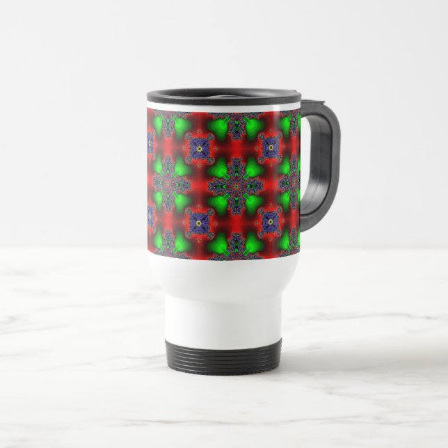 Artdeco Flowers in Retro Style Travel Mug (Front Right)