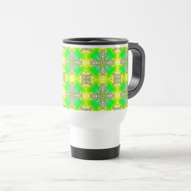 Artdeco Flowers in Retro Style Travel Mug (Front Right)