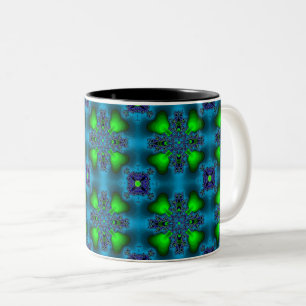 Artdeco Flowers in Retro Style Two-Tone Coffee Mug