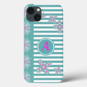 Artdeco Flowers in Retro Style with monogram iPhone 13 Case