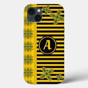 Artdeco Flowers in Retro Style with monogram iPhone 13 Case