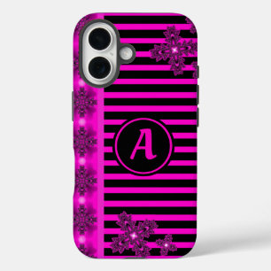 Artdeco Flowers in Retro Style with monogram iPhone 16 Case