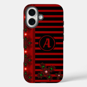 Artdeco Flowers in Retro Style with monogram iPhone 16 Case