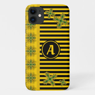Artdeco Flowers in Retro Style with monogram iPhone 11 Case
