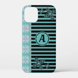 Artdeco Flowers in Retro Style with monogram iPhone 12 Mini Case