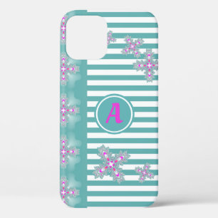 Artdeco Flowers in Retro Style with monogram iPhone 12 Case