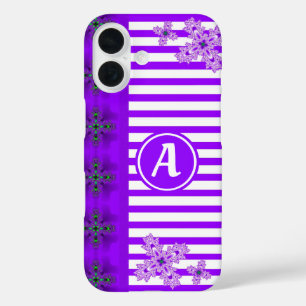 Artdeco Flowers in Retro Style with monogram iPhone 16 Case