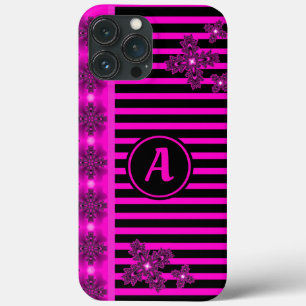 Artdeco Flowers in Retro Style with monogram iPhone 13 Pro Max Case