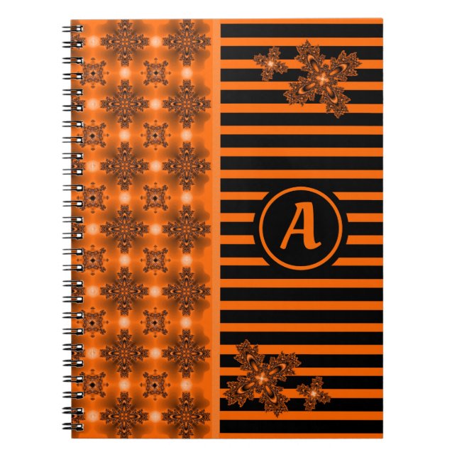 Artdeco Flowers in Retro Style with monogram Notebook (Front)