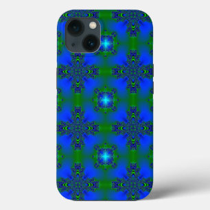 Artdeco in Retro Style grün blau und sterne iPhone 13 Case