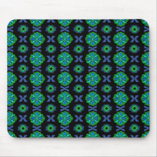 Artdeco Retro Look Tulpen in grün und blau Mouse Mat