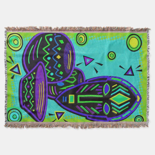 Artefact African Pop Art Throw Blanket (Front)