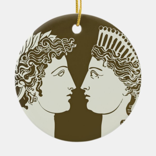 Artemis and Apollo Ceramic Tree Decoration (Front)