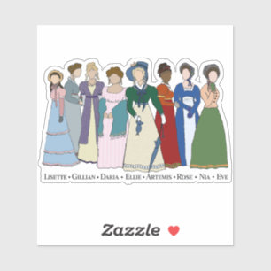 Artemis and Her Band, custom-cut vinyl sticker