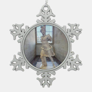 Artemis (Diana) Rospigliosi Type Sculpture Snowflake Pewter Christmas Ornament