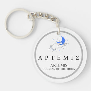Artemis Greek Goddess of Moon Hand Holding Moon Key Ring
