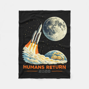 Artemis ii moon mission 2026 humans return retro fleece blanket