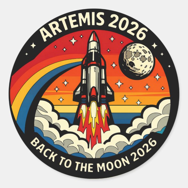 Artemis II Moon Mission 2026 Poster | NASA Rocket  Classic Round Sticker (Front)
