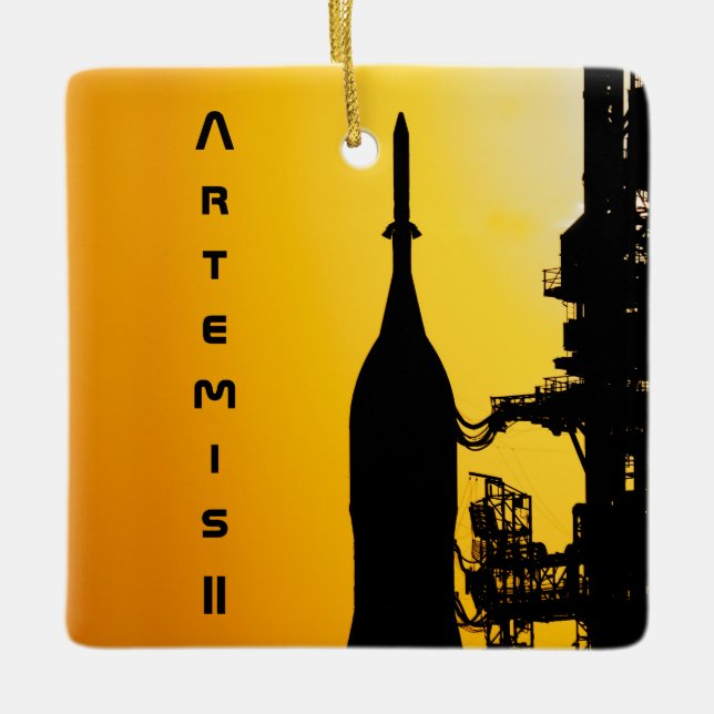 Artemis II to Launch Pad Ceramic Ornament (Front)