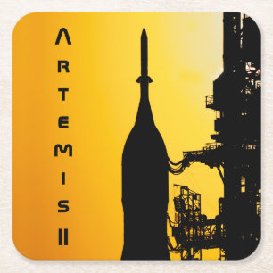 Artemis II to Launch Pad Square Paper Coaster
