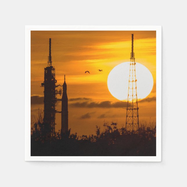 Artemis Moon Rocket at Dawn Napkin (Front)