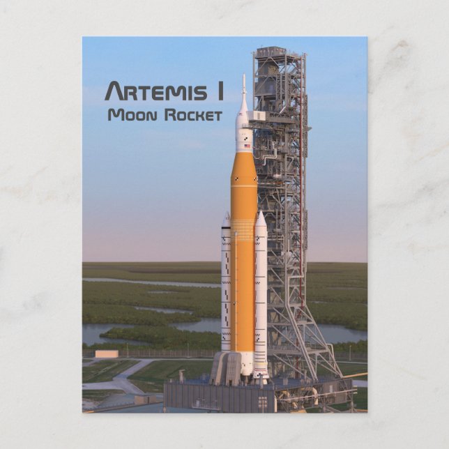 Artemis One Moon Rocket on Pad Postcard (Front)