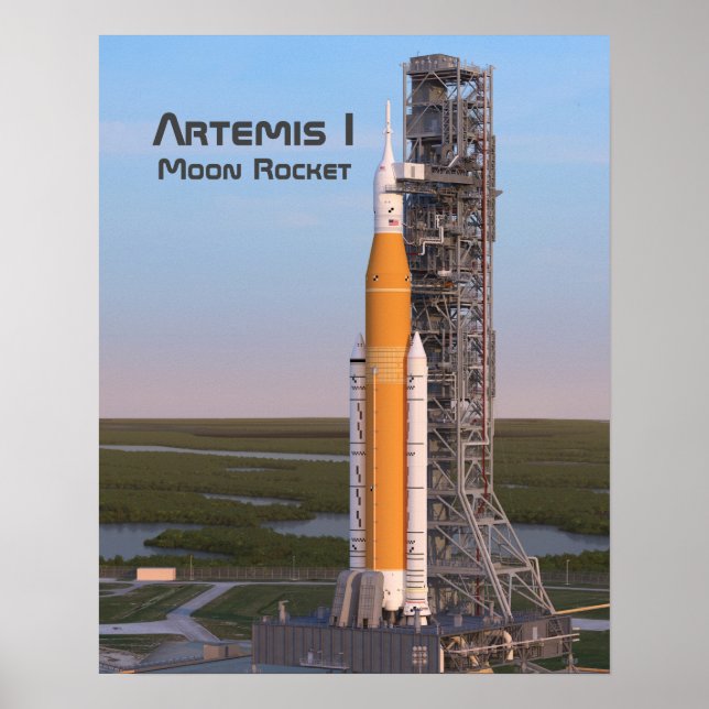 Artemis One Moon Rocket on Pad  Poster (Front)