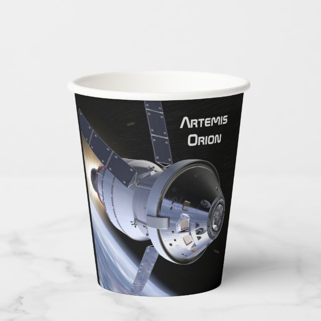 Artemis Orion SLS Moon Mission Paper Cups (Front)