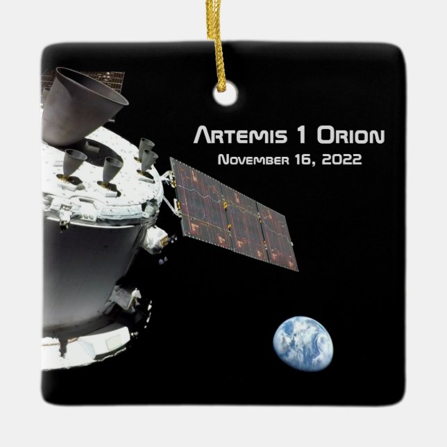 Artemis Orion Spacecraft Blue Marble Ceramic Ornament (Front)