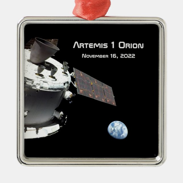 Artemis Orion Spacecraft Blue Marble Metal Tree Decoration (Front)