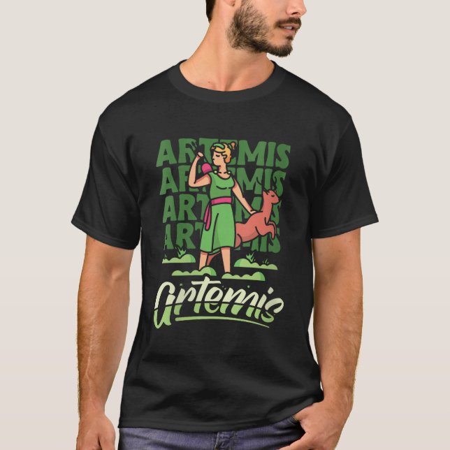 Artemis The Greek Goddess of Hunting Nature Moonli T-Shirt (Front)