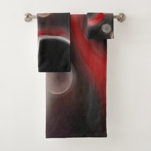 Arterial Motif: Abstract Black, White & Red Bath Towel Set